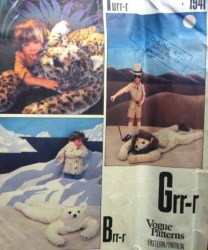 1941 VOGUE 5 FOOT LONG POLAR- BROWN BEAR, LEOPARD, LION RUG PATTERN